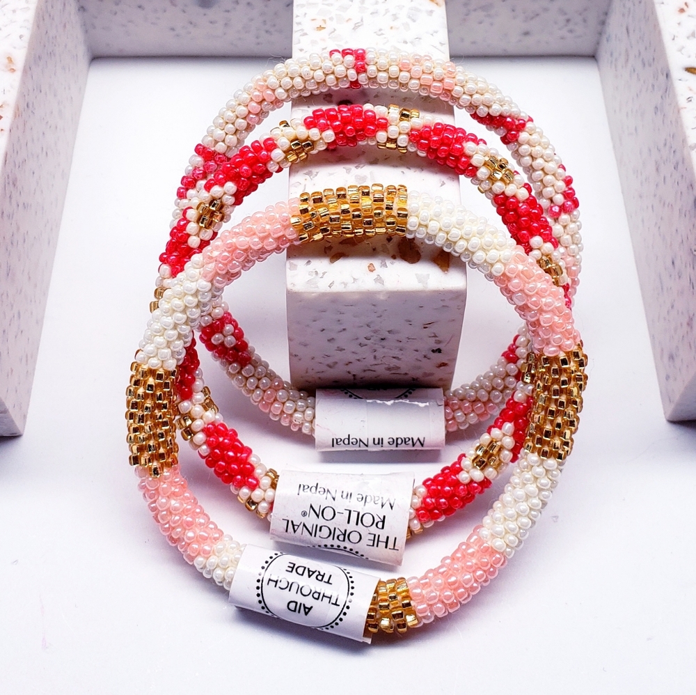FLAMINGO -Original Roll-On® Bracelets, 7" round, made in Nepal #3 (3 pieces)